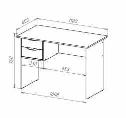 Стол письменный СТ-2 Детка 1100*600*760 лдсп белый