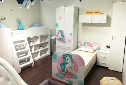 Кровать детская Литл Пони КР-08 (80х180см) лдсп белый / фотопечать