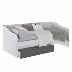 Спальня Тэбби кровать с ящиком белая / графит серый
