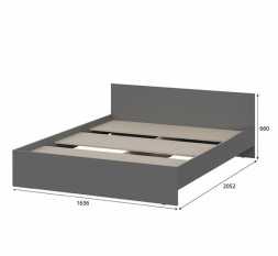 Кровать Денвер 1,6*2,0 м с основанием ДСП Графит серый