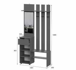 Прихожая Денвер 1802х2052х462мм Графит серый