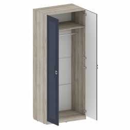 Лежер шкаф для платья 2х дверный ШК-3117 (916x2300x592мм) дуб серый / холст сапфировый