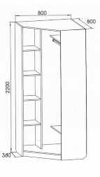 Вега ШКУ шкаф угловой 800х2200х800мм венге / белфорт